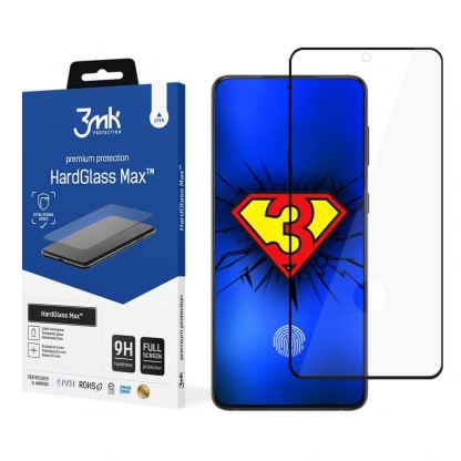 3MK HardGlass Max FullScreen Glass - калено стъклено защитно покритие за дисплея на Samsung Galaxy S21 Plus (черен-прозрачен)
