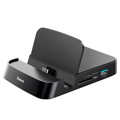 Baseus Mate USB-C Charging Dock Station Dex (CAHUB-BT0G) - док станция с USB портове, HDMI, USB-C, четец за карти за мобилни устройства с USB-C порт