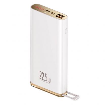 Baseus Starlight Power Bank with Digital Display 22.5W (PPXC-02) - външна батерия 20000 mAh с USB-A и USB-C изходи и технология за бързо зареждане на смартфони и таблети (бял)