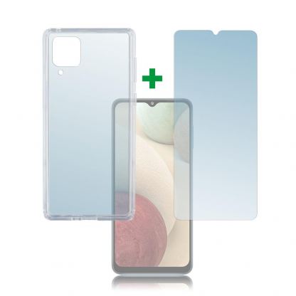 4smarts 360° Protection Set - тънък силиконов кейс и стъклено защитно покритие за дисплея на Samsung Galaxy A12 (прозрачен)