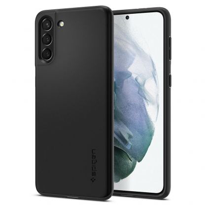 Spigen Thin Fit Case - качествен тънък матиран кейс за Samsung Galaxy S21 Plus (черен)