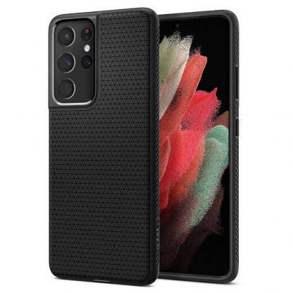 Spigen Liquid Air Case - силиконов (TPU) калъф с висока степен на защита за Samsung Galaxy S21 Ultra (черен)