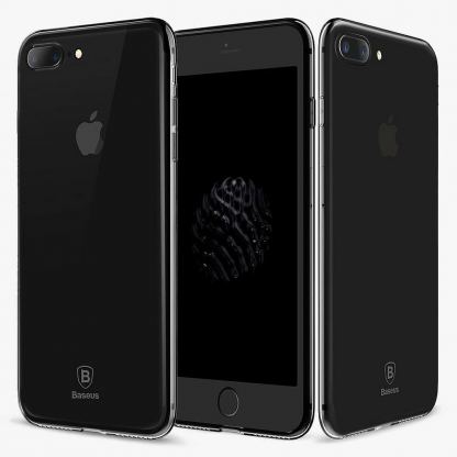 Baseus Simple Series Case - силиконов (TPU) калъф за iPhone SE (2020), iPhone 8, iPhone 7 (черен-прозрачен)