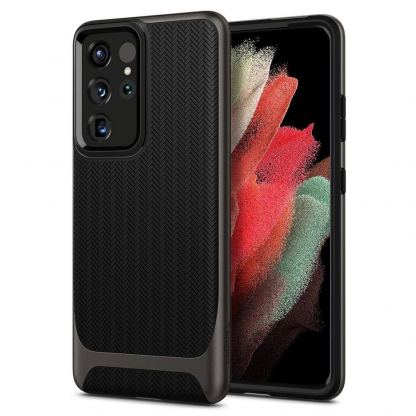 Spigen Neo Hybrid Case - хибриден кейс с висока степен на защита за Samsung Galaxy S21 Ultra (сив)