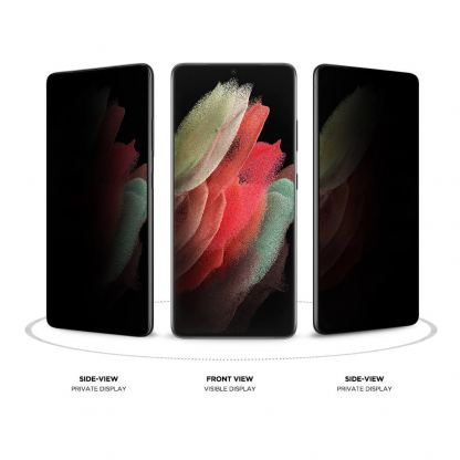 Eiger Mountain Glass Black Curved Anti-Spy Privacy Filter Tempered Glass - калено стъклено защитно покритие с извити ръбове и определен ъгъл на виждане за дисплея на Samsung Galaxy S21 Ultra