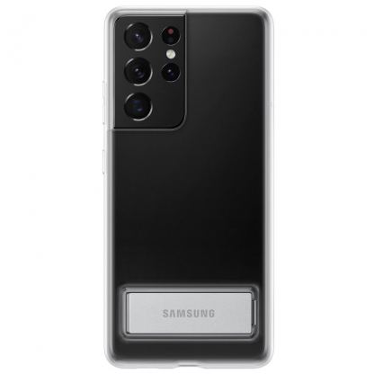 Samsung Clear Standing Cover EF-JG998CT - оригинален удароустойчив хибриден кейс с поставка за Samsung Galaxy S21 Ultra (прозрачен)