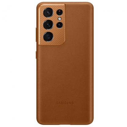 Samsung Leather Cover EF-VG998LA - оригинален кожен кейс (естествена кожа) за Samsung Galaxy S21 Ultra (кафяв)