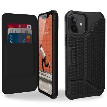 Urban Armor Gear Metropolis Fiber Armor Armortex Case - удароустойчив хибриден кейс, тип портфейл за iPhone 12, iPhone 12 Pro (черен)