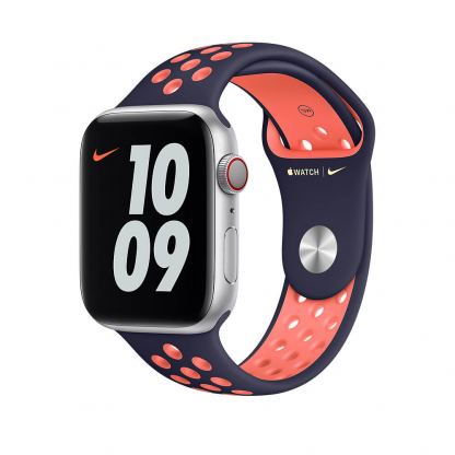 Apple Watch Nike Sport Band - оригинална силиконова каишка за Apple Watch 38мм, 40мм (син-оранжев)