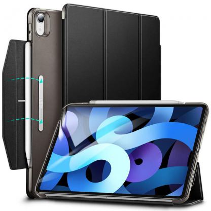 ESR Ascend Trifold Case - полиуретанов калъф с поставка и отделение за Apple Pencil 2 за iPad Air 4 (2020) (черен)