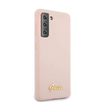 Guess Hard Silicone Case - силиконов (TPU) калъф за Samsung Galaxy S21 (розов) 
