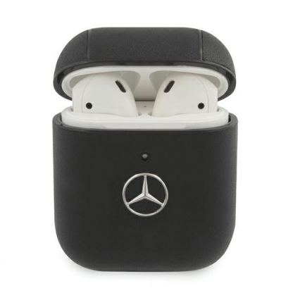 Mercedes-Benz Signature Leather Case - кожен кейс (естествена кожа) за Apple Airpods и Apple Airpods 2 (черен)