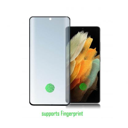 4smarts Second Glass Curved 3D UltraSonix - калено стъклено защитно покритие с извити ръбове за Samsung Galaxy S21 Ultra (черен-прозрачен)