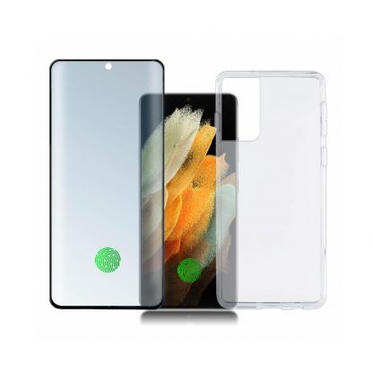 4smarts 360° Premium Protection Set UltraSonix - тънък силиконов кейс и стъклено защитно покритие за дисплея на Samusg Galaxy S21 Ultra (прозрачен)
