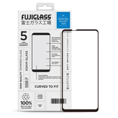 Fuji Curved-to-fit Screen Protector - калено стъклено защитно покритие за дисплея на Samsung Galaxy A21s (прозрачен)