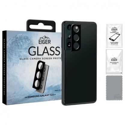 Eiger Glass 2.5D Camera Lens Protector - предпазен стъклен протектор за камерата на Samsung Galaxy S21 Ultra (черен)