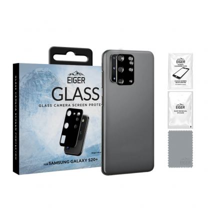 Eiger Glass 2.5D Camera Lens Protector - предпазен стъклен протектор за камерата на Samsung Galaxy S20 Plus (черен)
