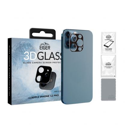 Eiger Glass 3D Camera Lens Protector - предпазен стъклен протектор за камерата на iPhone 12 Pro (черен)