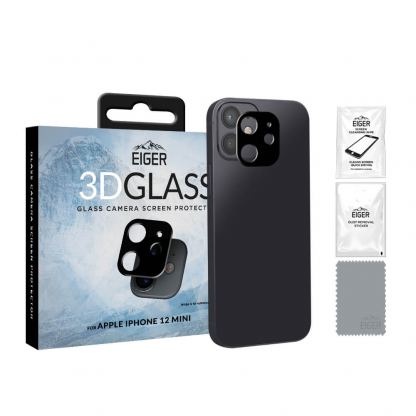 Eiger Glass 3D Camera Lens Protector - предпазен стъклен протектор за камерата на iPhone 12 mini (черен)