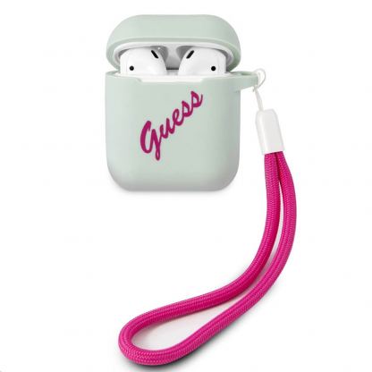 Guess Airpods Vintage Silicone Case - силиконов калъф с връзка за Apple Airpods и Apple Airpods 2 (син)