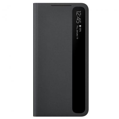 Samsung Clear View Cover EF-ZG991CB - оригинален кейс, през който виждате информация от дисплея за Samsung Galaxy S21 (черен)