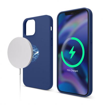 Elago MagSafe Soft Silicone Case - силиконов (TPU) калъф с вграден магнитен конектор (MagSafe) за iPhone 12 Pro Max (тъмносин)