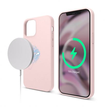 Elago MagSafe Soft Silicone Case - силиконов (TPU) калъф с вграден магнитен конектор (MagSafe) за iPhone 12, iPhone 12 Pro (розов)