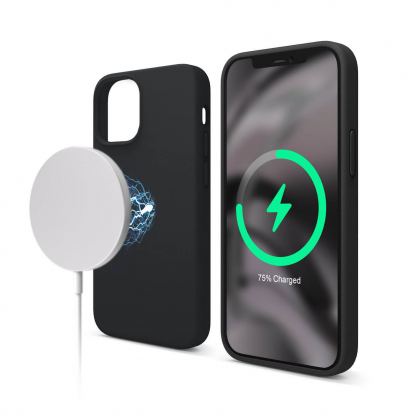 Elago MagSafe Soft Silicone Case - силиконов (TPU) калъф с вграден магнитен конектор (MagSafe) за iPhone 12 mini (черен)