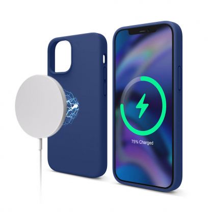 Elago MagSafe Soft Silicone Case - силиконов (TPU) калъф с вграден магнитен конектор (MagSafe) за iPhone 12 mini (тъмносин)
