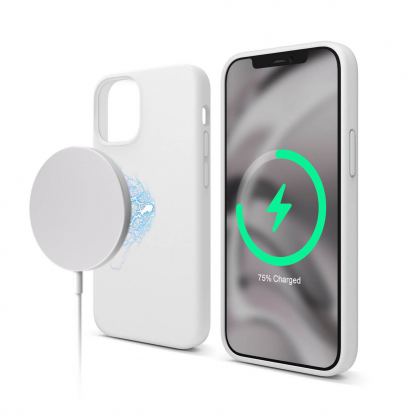 Elago MagSafe Soft Silicone Case - силиконов (TPU) калъф с вграден магнитен конектор (MagSafe) за iPhone 12 mini (бял)