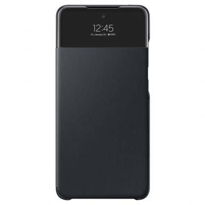 Samsung Galaxy S-View Wallet Cover EF-EA525PBEGEW - оригинален калъф, през който виждате информация от дисплея за Samsung Galaxy A52 (черен)