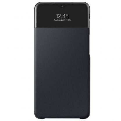 Samsung Galaxy S-View Wallet Cover EF-EA326PB - оригинален калъф, през който виждате информация от дисплея за Samsung Galaxy A32 5G (черен)
