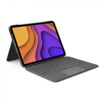 Logitech Folio Touch - безжична клавиатура и тракпад, с кейс и поставка за iPad Air 4 (тъмносив)