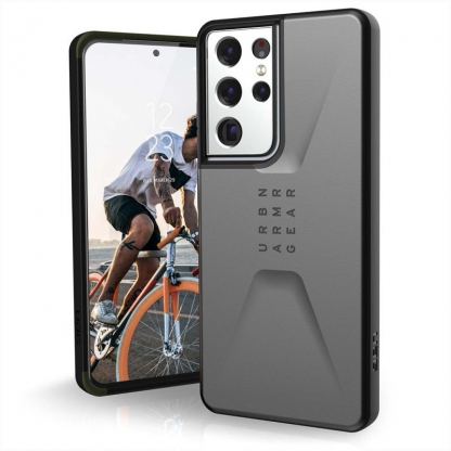 Urban Armor Gear Civilian Case - удароустойчив хибриден кейс за Samsung Galaxy S21 Ultra (сребрист)