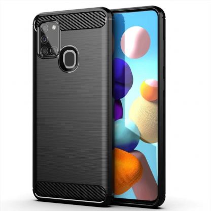 Carbon TPU Case - силиконов (TPU) калъф за Samsung Galaxy A21s (черен)