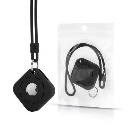 ComT Silicone AirTag Strap Cover - силиконов кейс с връзка за Apple AirTag (черен)