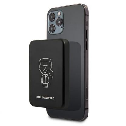 Karl Lagerfeld Magnetic Wireless Power Bank 3000 mAh - безжична преносима външна батерия с USB-C вход за iPhone с Magsafe (черен)