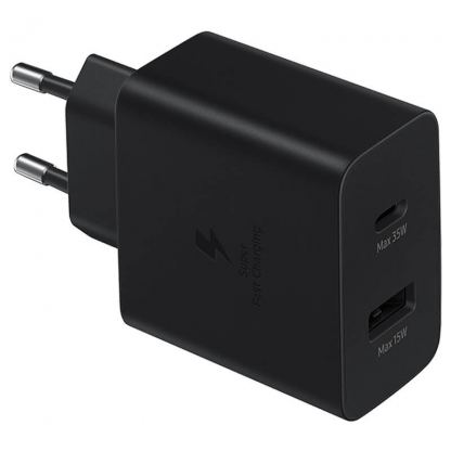 Samsung Power Adapter Duo 35W Wall Charger EP-TA220NB - захранване за ел. мрежа с USB, USB-C изход и технологии за бързо зареждане (черен) (ритейл опаковка)