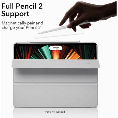 ESR Rebound Magnetic Case - магнитен полиуретанов калъф с поставка за iPad Pro 12.9 M1 (2021), iPad Pro 12.9 (2020), iPad Pro 12.9 (2018) (сребрист)
