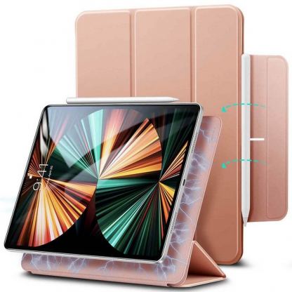 ESR Rebound Magnetic Case - магнитен полиуретанов калъф с поставка за iPad Pro 12.9 M1 (2021), iPad Pro 12.9 (2020), iPad Pro 12.9 (2018) (розово злато)