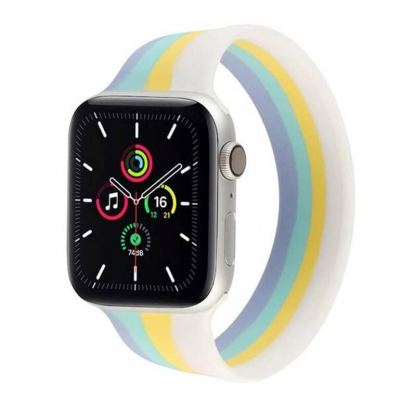JC Design Silicone SoloLoop Band - силиконова каишка за Apple Watch 38мм, 40мм (син-жълт)