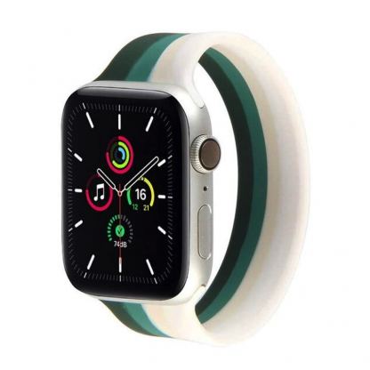 JC Design Silicone SoloLoop Band - силиконова каишка за Apple Watch 42мм, 44мм (бял-зелен)