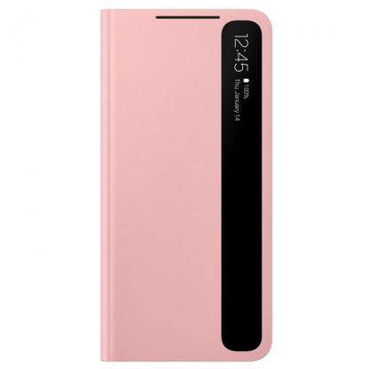 Samsung Clear View Cover EF-ZG996CP - оригинален кейс, през който виждате информация от дисплея за Samsung Galaxy S21 Plus (розов)