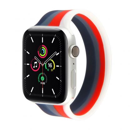 JC Design Silicone SoloLoop Band - силиконова каишка за Apple Watch 38мм, 40мм (сив-червен)