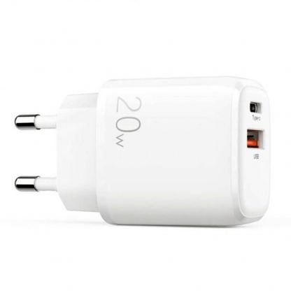 Joyroom Dual Port Fast Charger 20W with Quick Charge and PD - захранване за ел. мрежа с USB-A и USB-C изходи и технологии за бързо зареждане (бял)