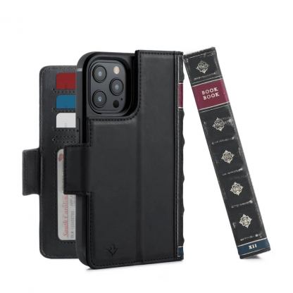 TwelveSouth BookBook MagSafe Case - луксозен кожен калъф (с кейс) тип портфейл с вграден магнитен конектор (MagSafe) за iPhone 12 Pro Max (черен)