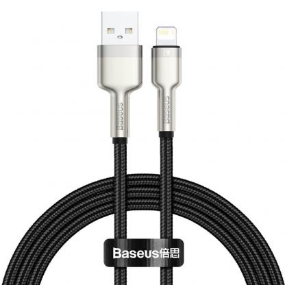 Baseus Cafule Metal Series USB Lightning Cable (CALJK-A01) - Lightning USB кабел за Apple устройства с Lightning порт (100 см) (черен-златист)