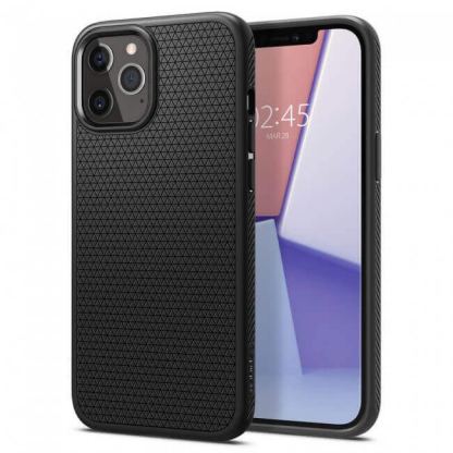 Spigen Liquid Air Case - силиконов (TPU) калъф с висока степен на защита за iPhone 12 Pro Max (черен)