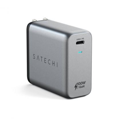 Satechi 100W USB-C PD GaN Charger - захранване за ел. мрежа с USB-C PD изход и с технология за бързо зареждане (сив)