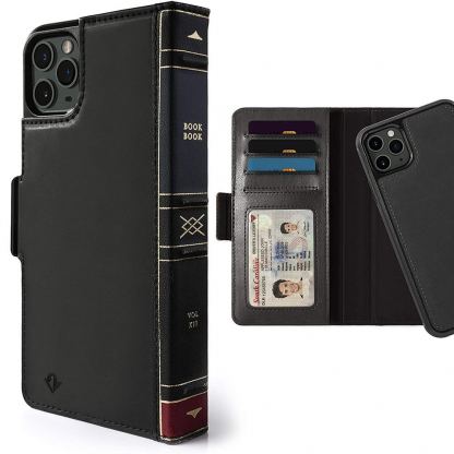 TwelveSouth BookBook v2 - луксозен кожен калъф (с кейс) тип портфейл за iPhone 11 Pro (черен)